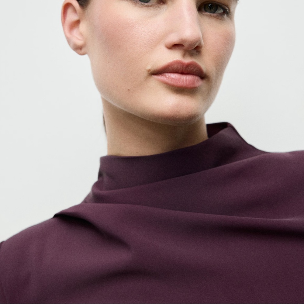 MANGO LONG-SLEEVED DRESS WITH DRAPED NECK - Picture 4 of 7